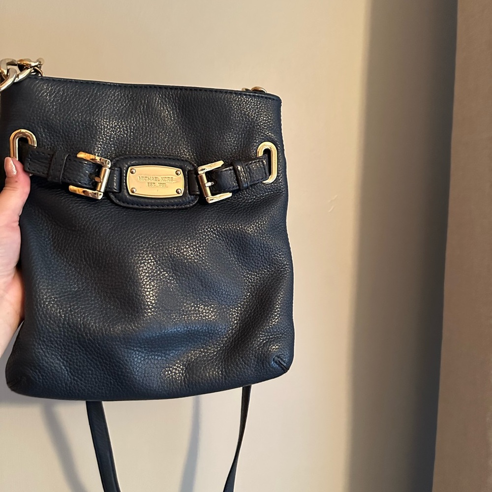 Michael Kors Navy Pebbled Leather Crossbody Bag